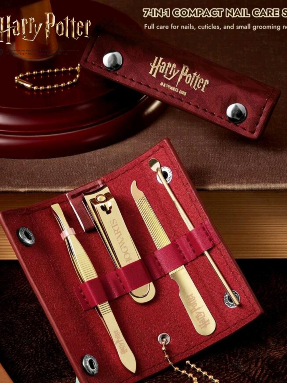 Warner Bros. Harry Potter Burgundy Nail Care Kit with Gold Tools